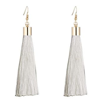 Fako Bijoux - Kwast Oorbellen Classic - 8cm - Goud - Wit, Verzenden, Nieuw
