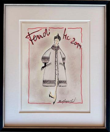 Karl Lagerfeld (1938-2019) - Authentische Fendi Modeskizze,