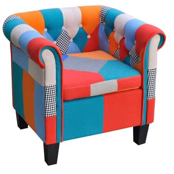 vidaXL Fauteuil met patchwork stof meerkleurig, Verzenden