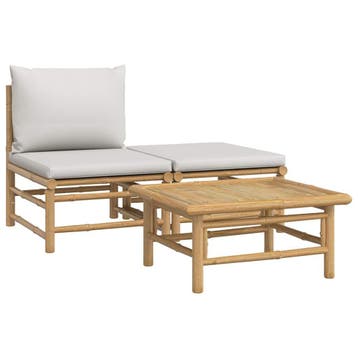 3-delige Loungeset bamboe - Direct comfort in de tuin! Gr..., Tuin en Terras, 2 zitplaatsen, Overige materialen, Verzenden, Hocker