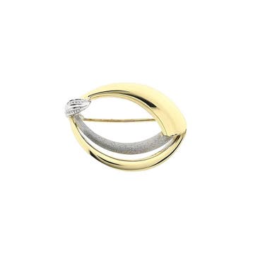 Bicolor gouden broche; 14 karaat, Ophalen of Verzenden, Gebruikt, Goud, Goud