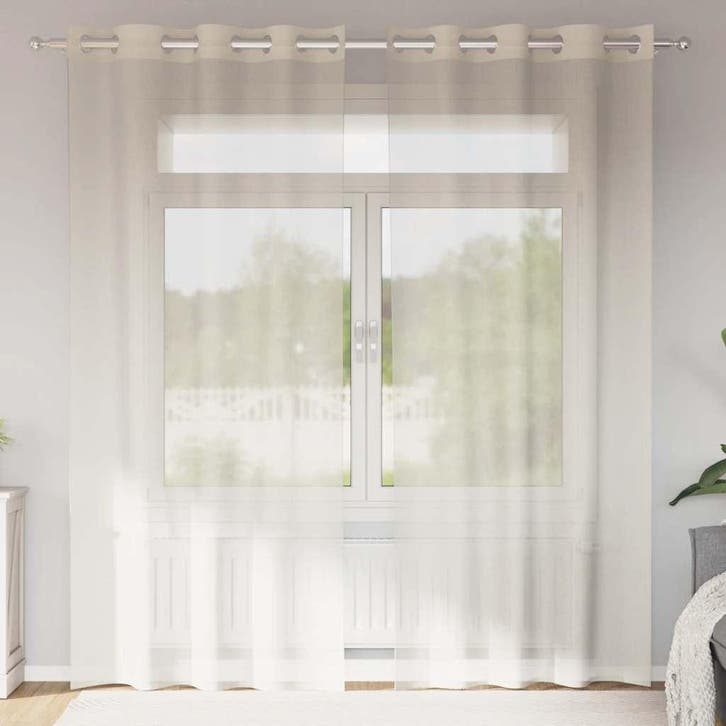 vidaXL Gordijnen voile met doorvoertules 2 st 140x225 cm, Huis en Inrichting, Stoffering | Gordijnen en Lamellen, Nieuw, Verzenden