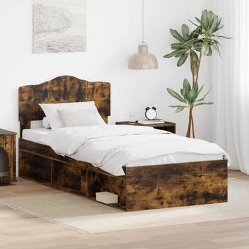 vidaXL Bedframe Rook Eiken 75 x 190 cm Massief grenenhout, Verzenden, Nieuw