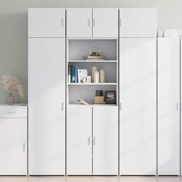 vidaXL Opbergkast 70x42,5x225 cm bewerkt hout wit, Verzenden, Nieuw