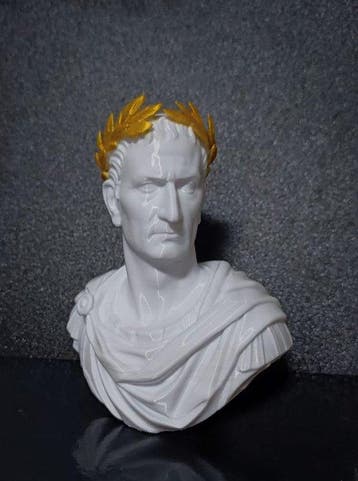 Buste, Busto, Giulio Gaio Cesare con corona alloro dorata -