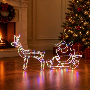 vidaXL Kerstversiering rendier en slee LOVIISA 320 LEDs, Diversen, Verzenden, Nieuw