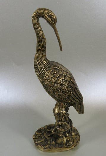 Beeldje - Reiger - Brons, Messing