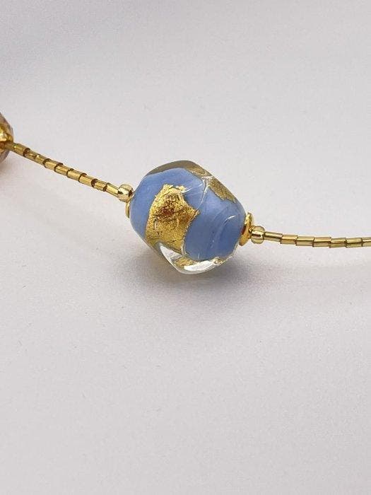 24 karaat - Murano-glas, Geel goud - Halsketting -, Antiek en Kunst, Antiek | Glaswerk en Kristal