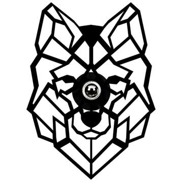 Industriële wanddecoratie dieren lamp - E27 fitting - Wolf, Verzenden, Nieuw