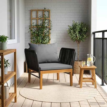 vidaXL Tuinstoel met Kussens Massief acaciahout & touw, Verzenden