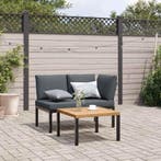 vidaXL 2-delige Loungeset met kussens aluminium zwart, Verzenden, Nieuw, Loungeset