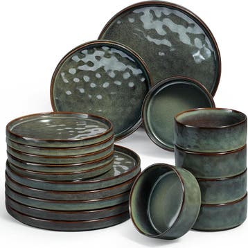 18-delig Onader Servies Mosgroen | Retour Deal | Snel bes..., Maison & Meubles, Verzenden, Compleet servies