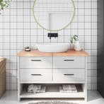 vidaXL Wastafelblad 120x50x(2-4) cm behandeld massief hout, Huis en Inrichting, Keuken | Keukenelementen, Verzenden, Nieuw