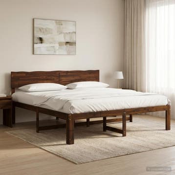 vidaXL Tweepersoonsbed met hoofdbord ROSTOCK Donkerbruin 200, Huis en Inrichting, Slaapkamer | Bedden, Verzenden, Nieuw