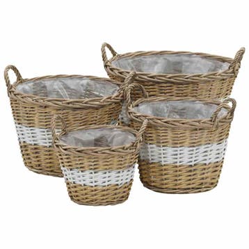 vidaXL Plantenbakken verhoogd 4 st wicker met PE-voering, Tuin en Terras, Verzenden, Nieuw