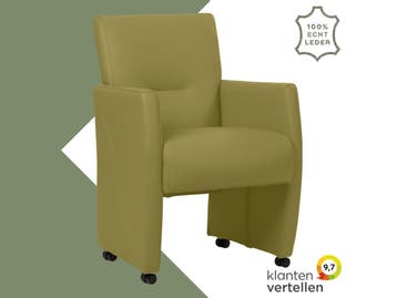 Leren eetkamerstoel Pleasure - Toledo Mustard (mosterd) -, Huis en Inrichting, Eigentijds, Modern, Overige kleuren, Nieuw, Leer