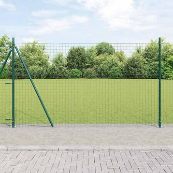 vidaXL Hekpaal met betonnen voet 7 st Groen Gepoedercoat, Verzenden
