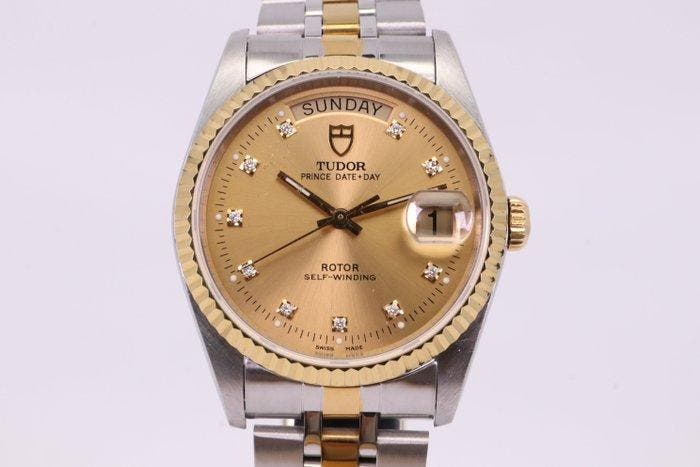 Tudor - Prince Date+Day - Zonder minimumprijs - 76213 | Gold, Handtassen en Accessoires, Horloges | Antiek