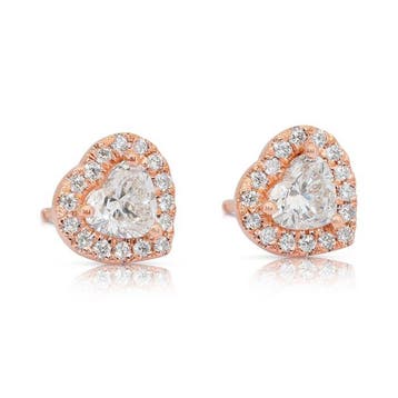 Boucles doreilles - 18 carats Or rose - 1.67ct. tw. Diamant