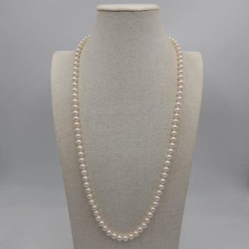 Zonder minimumprijs - Halsketting Zilver Parel - Akoya 7,5mm, Handtassen en Accessoires, Nieuw