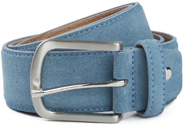 Suitable Riem Suède Leer Blauw maat 95 Heren, Kleding | Heren, Riemen en Ceintuurs, Riem of Ceintuur, Nieuw, Echt leder, Verzenden