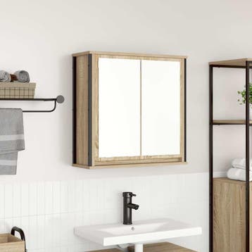 vidaXL Badkamerwandkast met spiegel 60x21x60 cm sonoma, Huis en Inrichting, Tafels | Kaptafels, Verzenden, Nieuw