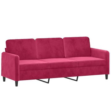 Driezitsbank 180 cm fluweel wijnrood - Stijlvol wonen als..., Verzenden, 150 tot 200 cm, Driepersoons, 75 tot 100 cm