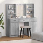 vidaXL Dressing tafel set met LED 3 pcs Grijs Sonoma Bewerkt, Huis en Inrichting, Verzenden, Nieuw