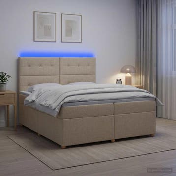 vidaXL Boxspringbed met matras Crèmekleurig 200 x 200 cm, Verzenden, Nieuw
