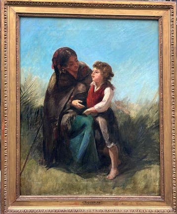 Camille Roqueplan (1803-1855), - Portrait Mère et enfant :, Antiquités & Art
