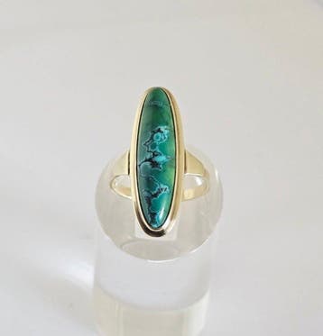 Zonder minimumprijs - Ring - 8 karaat Geel goud - Turquoise, Nieuw
