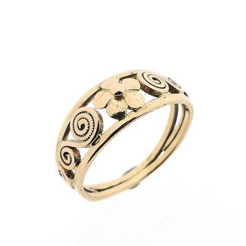 Vintage gouden florale ring, Handtassen en Accessoires, Ringen, Gebruikt, Ophalen of Verzenden, 17 tot 18, Dame