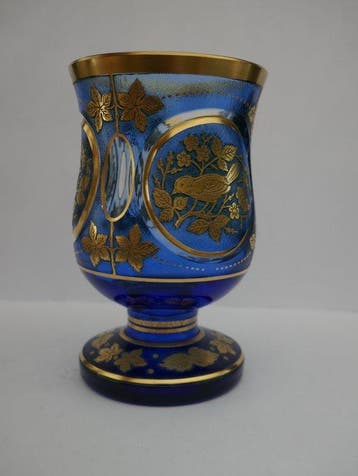 Vaas - gegoten glas - Vaas met vogels