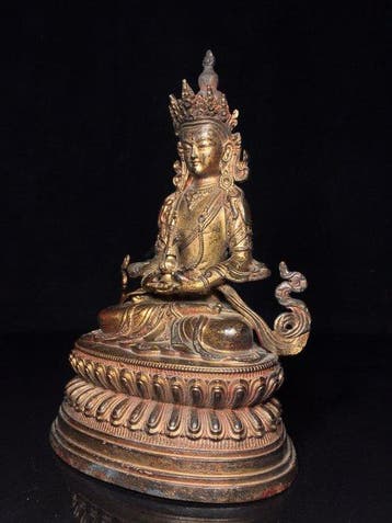 Tibetaanse stijl boeddhistisch bronzen standbeeld van