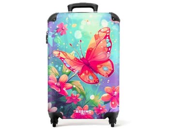 Veiling - Koffer handbagage vlinder bloemen, Handtassen en Accessoires, Koffers, Nieuw