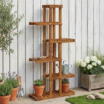 vidaXL Plantenstand Naturel 68 x 23,5 x 140 cm Massief, Jardin & Terrasse, Bacs à fleurs & Jardinières, Verzenden