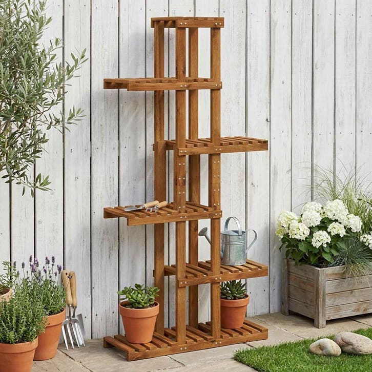 vidaXL Plantenstand Naturel 68 x 23,5 x 140 cm Massief, Jardin & Terrasse, Bacs à fleurs & Jardinières, Envoi