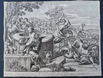 Pietro Aquila (1630-1692) - Mosè difende le figlie di Jetro