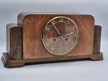 Klok - Art Deco Hout, Messing - 1950-1960