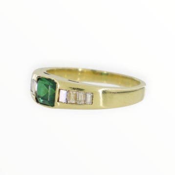 Bague - 18 carats Or jaune Émeraude - Diamant, Bijoux, Sacs & Beauté, Bagues
