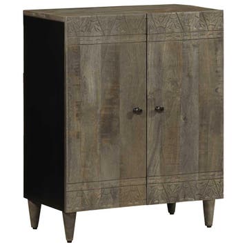 vidaXL Dressoir 60x33,5x75 cm massief mangohout lichtgrijs, Huis en Inrichting, Verzenden, Nieuw