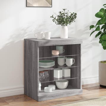 vidaXL Dressoir met LED-verlichting 60,5x37x67 cm grijs, Verzenden