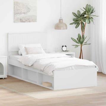 vidaXL Bedframe met hoofdeinde Wit 90 x 190 cm Massief, Verzenden
