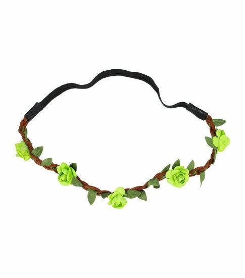 Haarband Bloemen – Gevlochten - Roosjes – Groen, Handtassen en Accessoires, Uiterlijk | Haarverzorging