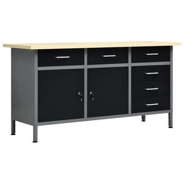 vidaXL Werkbank 160x60x85 cm staal zwart, Verzenden