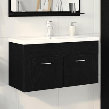 vidaXL Badkamerkast Zwart Eiken 90 x 38,5 x 46 cm Bewerkt, Verzenden