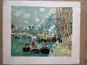Robert Savary (1920-2000) - Lot de 2 lithographes: La Seine