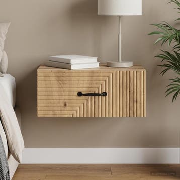 vidaXL Muurbevestigde Nachttafel Artisanaal eiken 49 x 34,5, Verzenden, Nieuw
