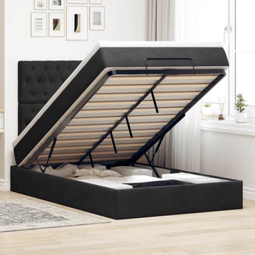 vidaXL Ottoman bed met matrassen 120x200cm fluweel zwart, Verzenden