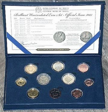 5,88 Euro,munten set 1 Cent-2 Euro + 2 Euroged 2015 Malta..., Postzegels en Munten, Munten | Europa | Euromunten, Verzenden, België